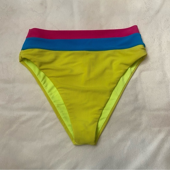 New! Beach Riot Heidi Retro Bright Color Block Ribbed Bikini Bottom 3831 - Picture 2 of 8